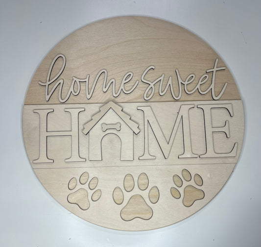 Round Sign - Home Sweet Home (Dog)