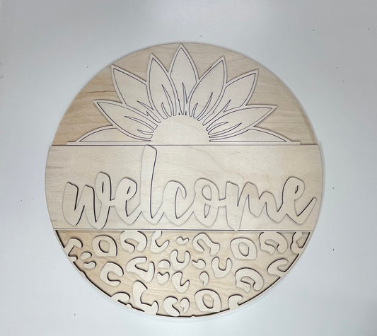 Round Sign - Sunflower Welcome