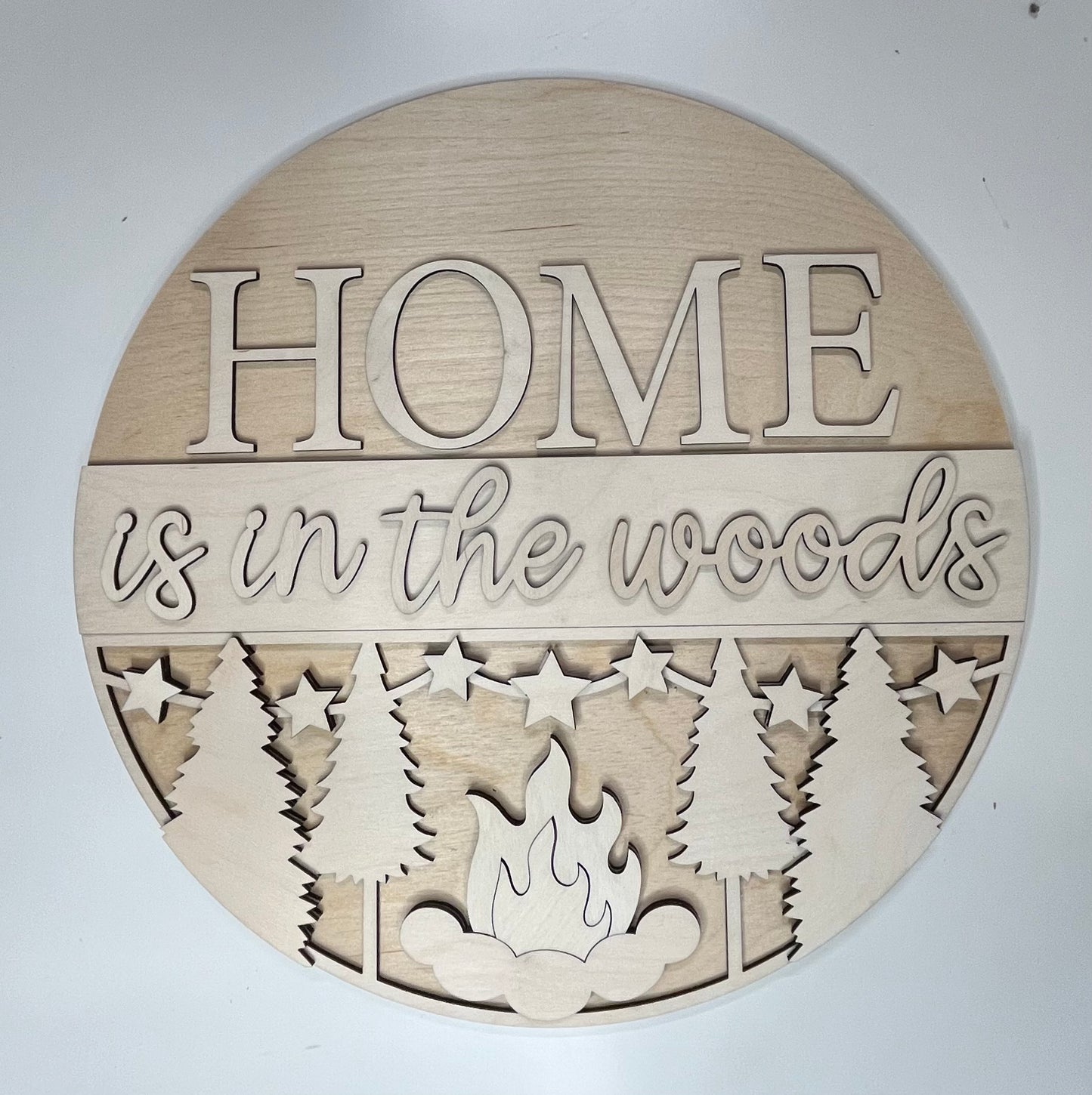 Round Sign - Home is in the woods