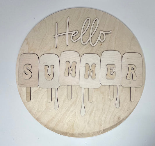 Round Sign - Hello Summer